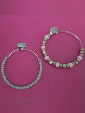 2 ALEX AND ANI Beaded Charm Bangles / Bracelets